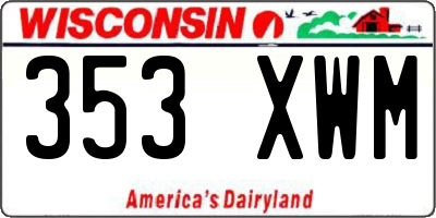 WI license plate 353XWM