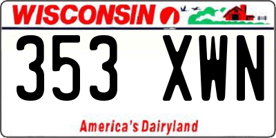 WI license plate 353XWN