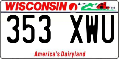 WI license plate 353XWU