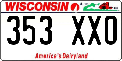 WI license plate 353XXO