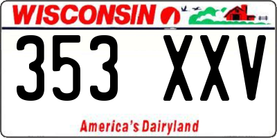 WI license plate 353XXV