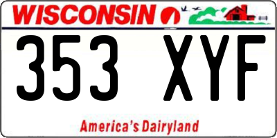 WI license plate 353XYF