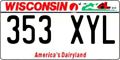 WI license plate 353XYL