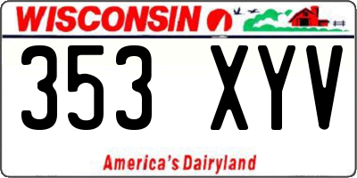 WI license plate 353XYV