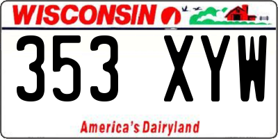 WI license plate 353XYW