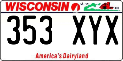 WI license plate 353XYX