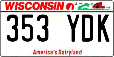 WI license plate 353YDK