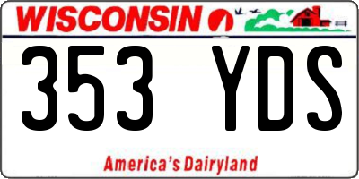 WI license plate 353YDS