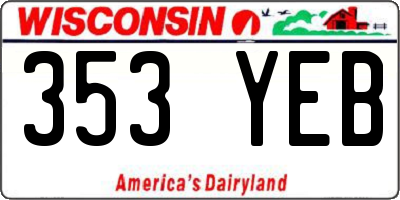 WI license plate 353YEB