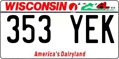 WI license plate 353YEK