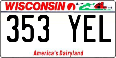 WI license plate 353YEL