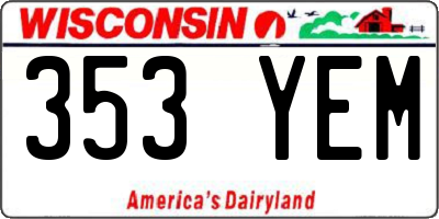 WI license plate 353YEM