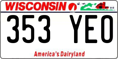 WI license plate 353YEO