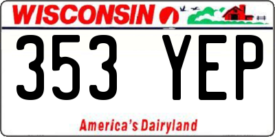 WI license plate 353YEP