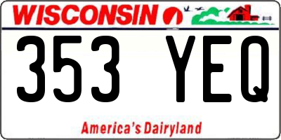 WI license plate 353YEQ