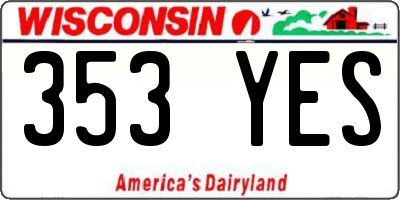 WI license plate 353YES