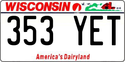 WI license plate 353YET