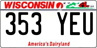 WI license plate 353YEU