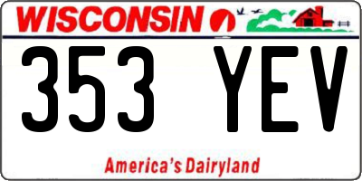 WI license plate 353YEV