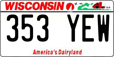 WI license plate 353YEW