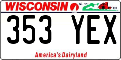 WI license plate 353YEX