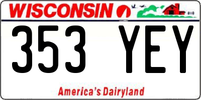 WI license plate 353YEY