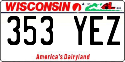 WI license plate 353YEZ