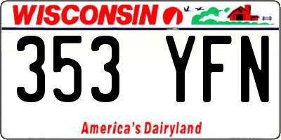 WI license plate 353YFN