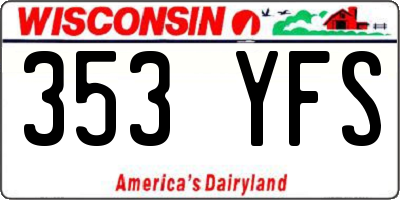 WI license plate 353YFS