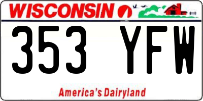 WI license plate 353YFW
