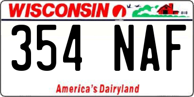 WI license plate 354NAF