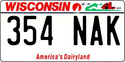 WI license plate 354NAK