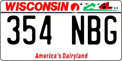 WI license plate 354NBG