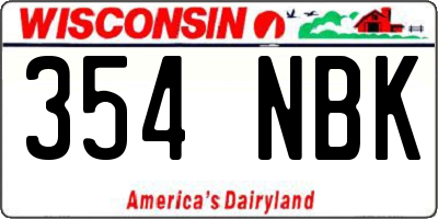 WI license plate 354NBK