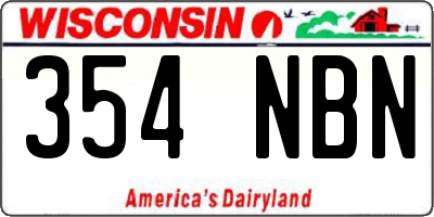 WI license plate 354NBN