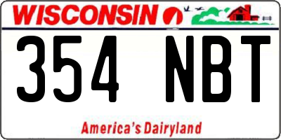 WI license plate 354NBT