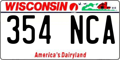 WI license plate 354NCA