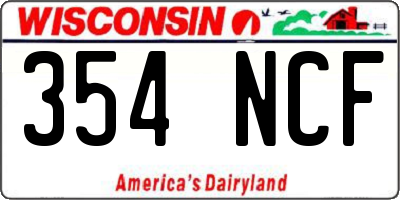 WI license plate 354NCF