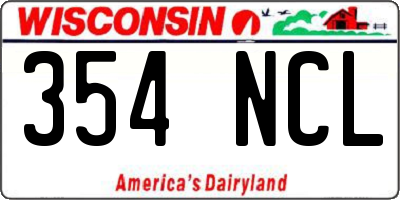 WI license plate 354NCL