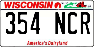 WI license plate 354NCR
