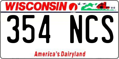 WI license plate 354NCS