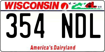 WI license plate 354NDL