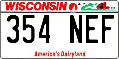 WI license plate 354NEF