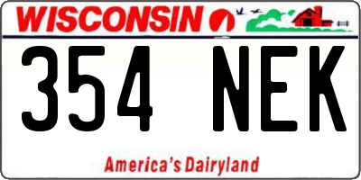 WI license plate 354NEK