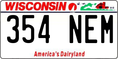 WI license plate 354NEM