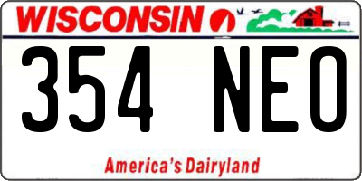 WI license plate 354NEO