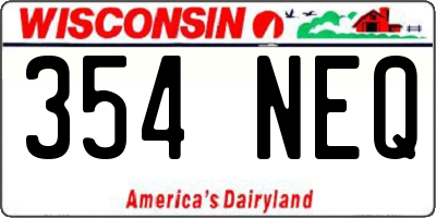 WI license plate 354NEQ