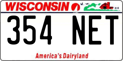 WI license plate 354NET