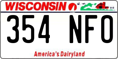 WI license plate 354NFO