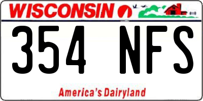 WI license plate 354NFS